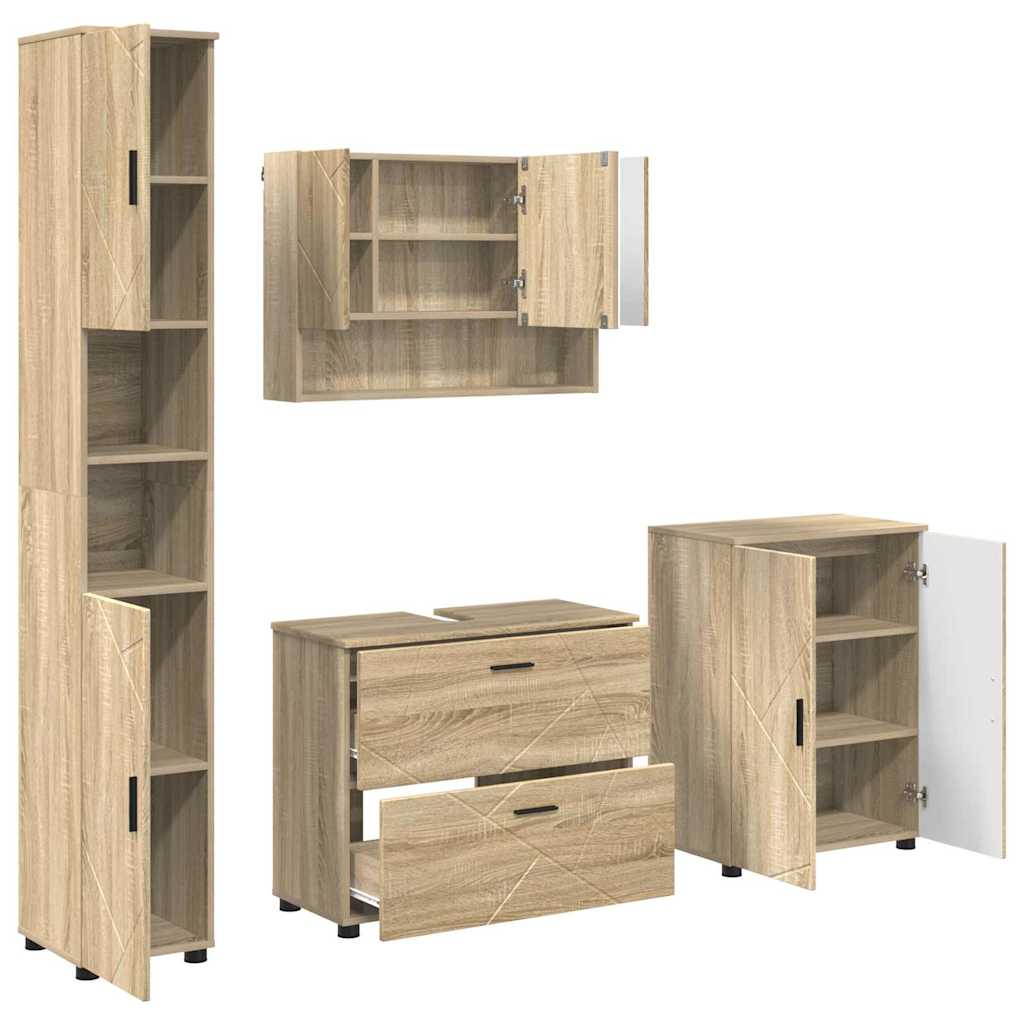 Badezimmermöbel-Set 4 stk. Sonoma-Eiche 35 x 30 x 192 cm