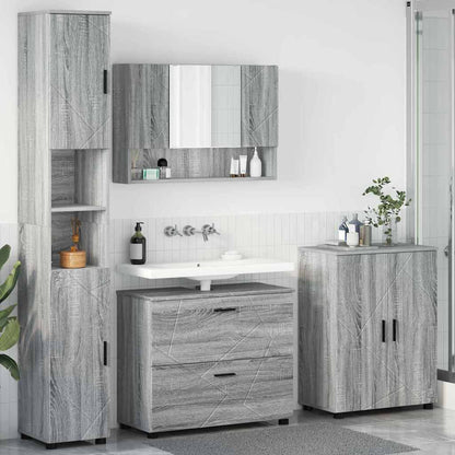 Badezimmermöbel-Set 4 stk. Graues Sonoma 35 x 30 x 192 cm