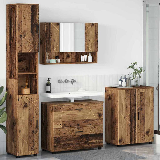 Badezimmermöbel-Set 4 stk. Altholz 35 x 30 x 192 cm
