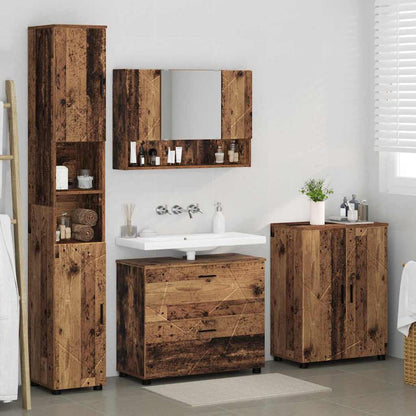 Badezimmermöbel-Set 4 stk. Altholz 35 x 30 x 192 cm