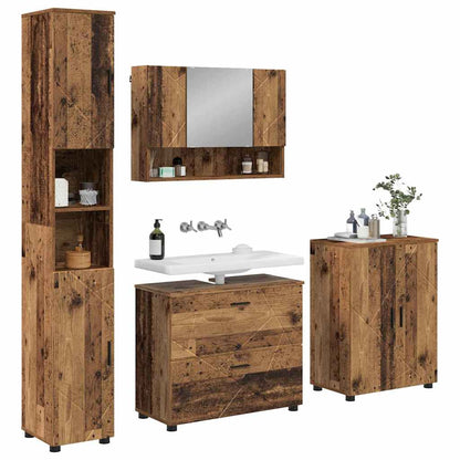 Badezimmermöbel-Set 4 stk. Altholz 35 x 30 x 192 cm