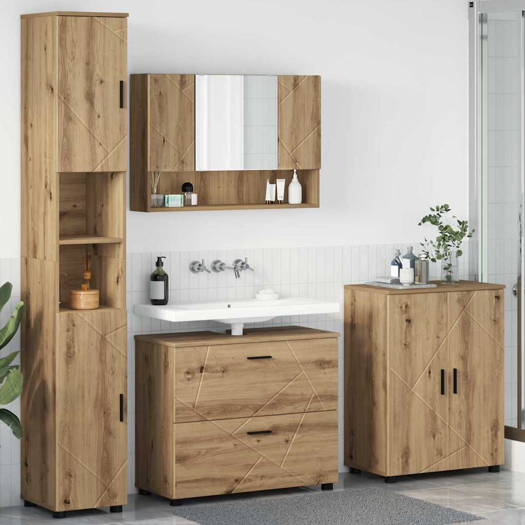 Badezimmermöbel-Set 4 Stk. Artisan-Eiche 35 x 30 x 192 cm