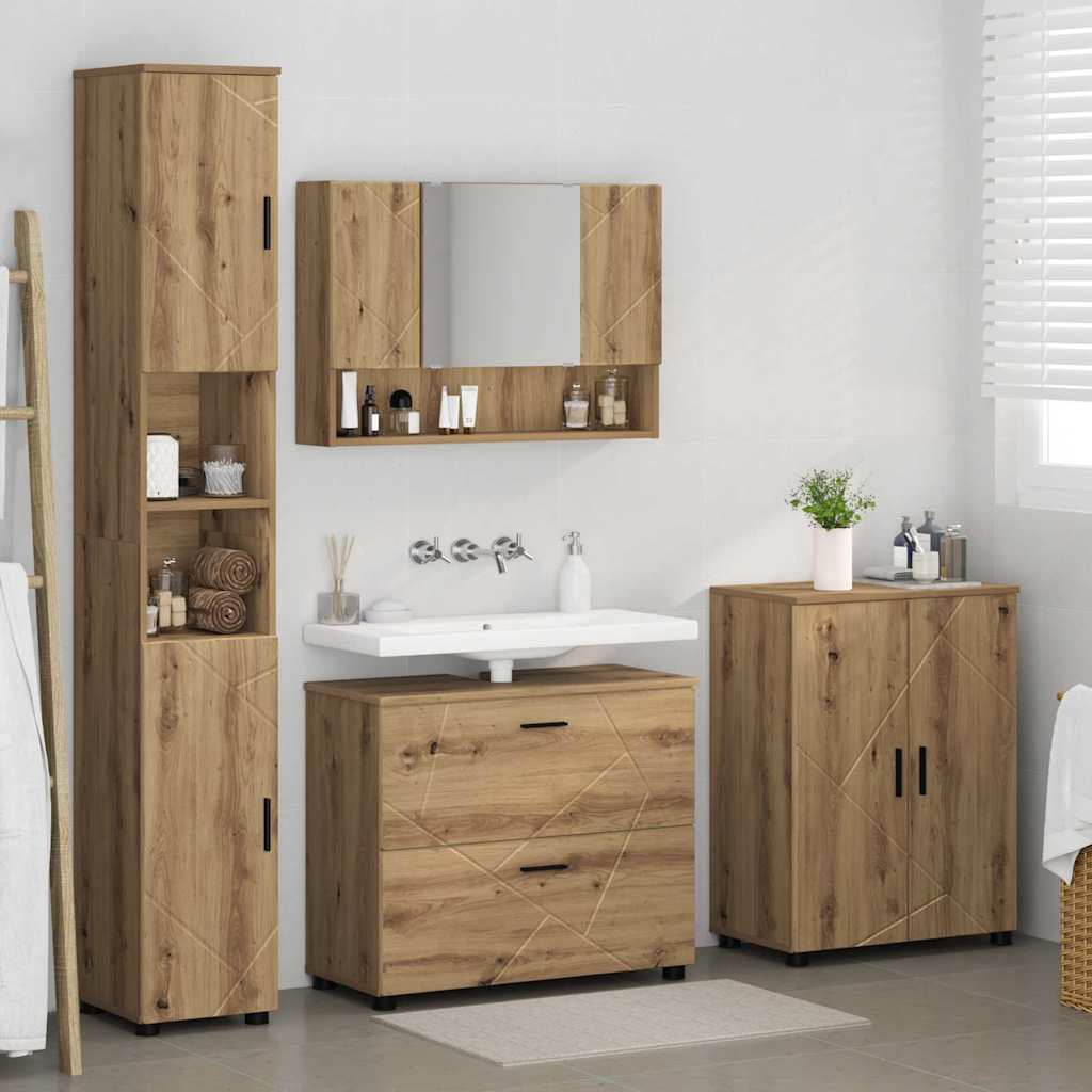 Badezimmermöbel-Set 4 Stk. Artisan-Eiche 35 x 30 x 192 cm