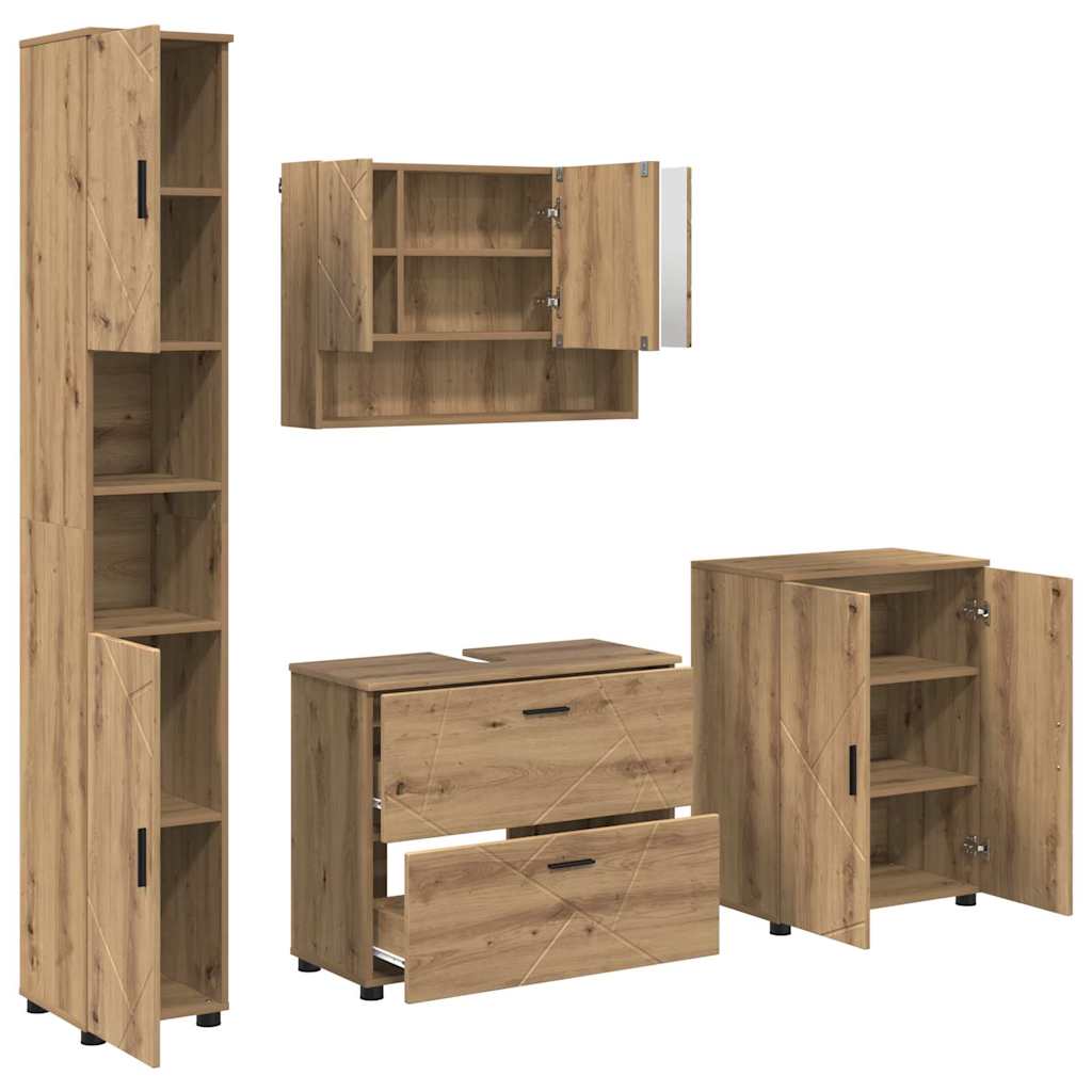 Badezimmermöbel-Set 4 Stk. Artisan-Eiche 35 x 30 x 192 cm