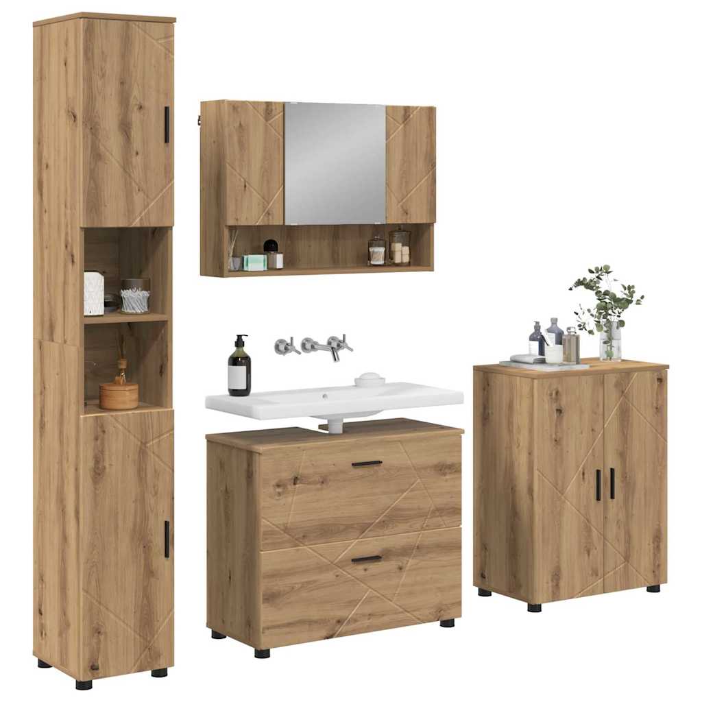 Badezimmermöbel-Set 4 Stk. Artisan-Eiche 35 x 30 x 192 cm