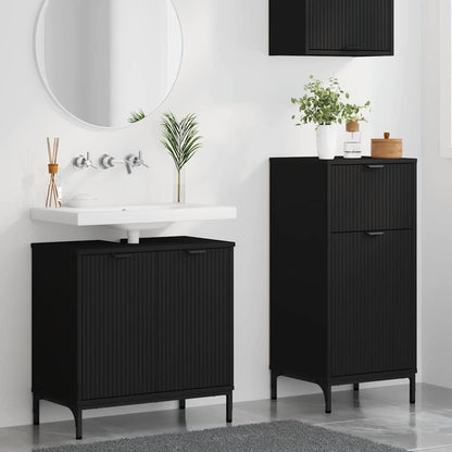 Badezimmermöbel-Set 2 stk. Schwarz 39,5 x 36 x 88 cm