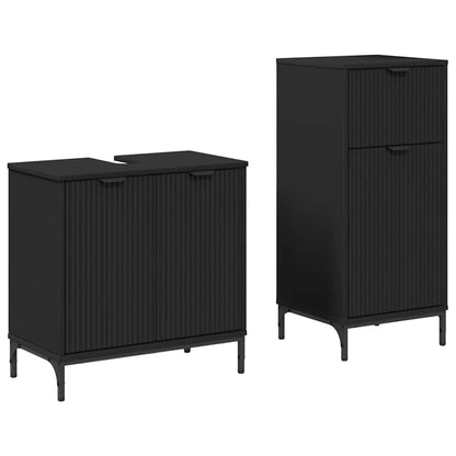 Badezimmermöbel-Set 2 stk. Schwarz 39,5 x 36 x 88 cm