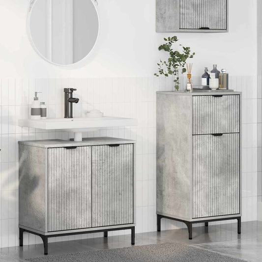 Badezimmermöbel-Set 2 stk. Beton Grau 39,5 x 36 x 88 cm