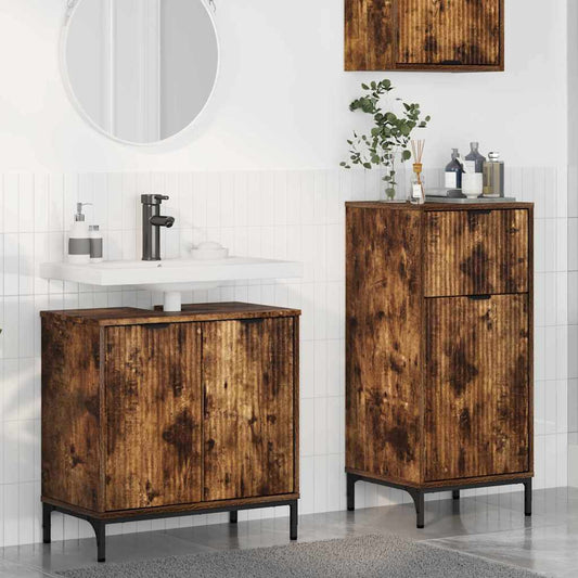Badezimmermöbel-Set 2 stk. Geräucherte Eiche 39,5 x 36 x 88 cm
