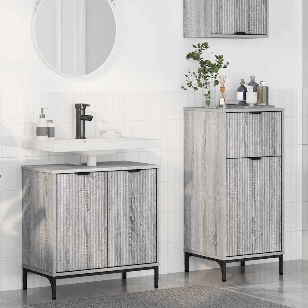Badezimmermöbel-Set 2 stk. Graues Sonoma 39,5 x 36 x 88 cm