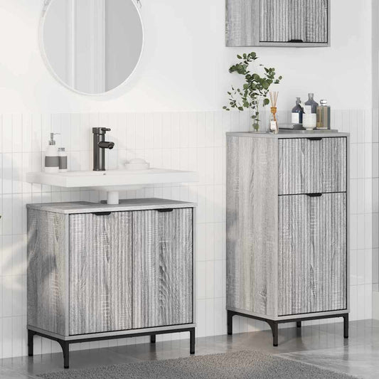 Badezimmermöbel-Set 2 stk. Graues Sonoma 39,5 x 36 x 88 cm