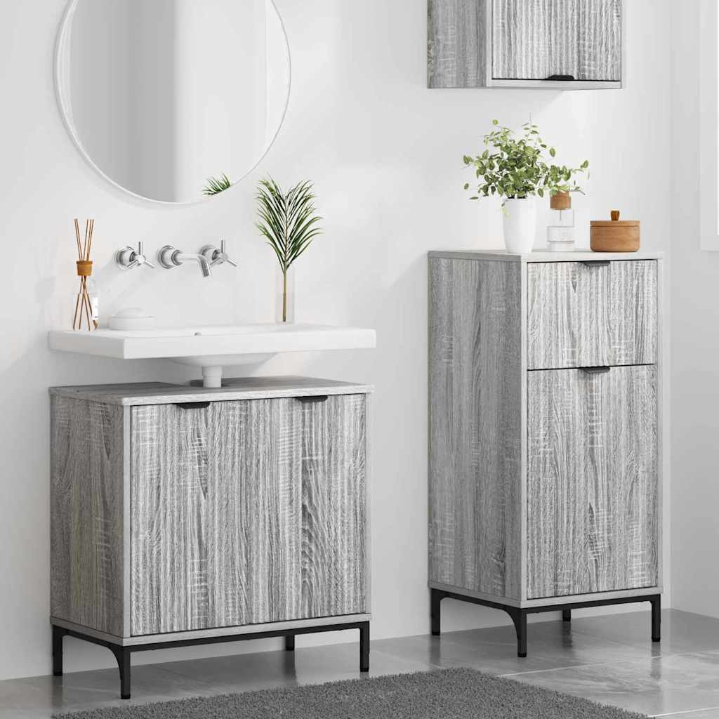 Badezimmermöbel-Set 2 stk. Graues Sonoma 39,5 x 36 x 88 cm