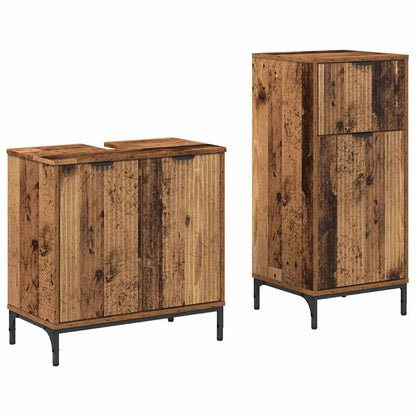 Badezimmermöbel-Set 2 stk. Altholz 39,5 x 36 x 88 cm