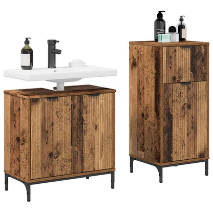 Badezimmermöbel-Set 2 stk. Altholz 39,5 x 36 x 88 cm