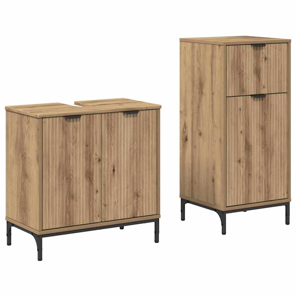 Badezimmermöbel-Set 2 Stk. Artisan-Eiche 39,5 x 36 x 88 cm