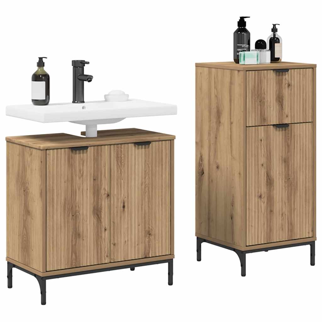 Badezimmermöbel-Set 2 Stk. Artisan-Eiche 39,5 x 36 x 88 cm