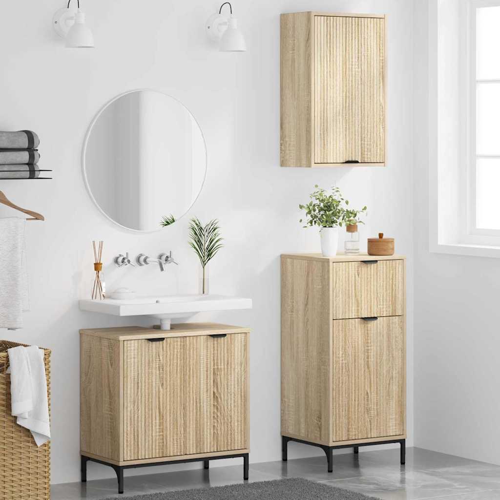 Badezimmermöbel Set mit Regal 3 pcs Sonoma-Eiche Holzwerkstoff