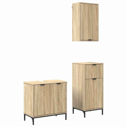 Badezimmermöbel-Set 3 stk. Sonoma-Eiche 39,5 x 36 x 88 cm