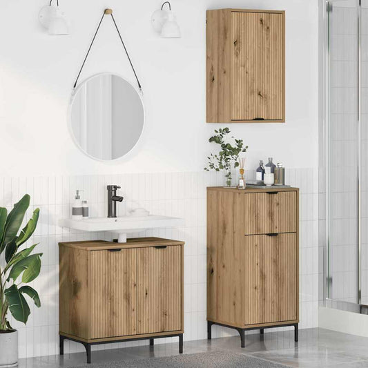 Badezimmermöbel-Set 3 Stk. Artisan-Eiche 39,5 x 36 x 88 cm