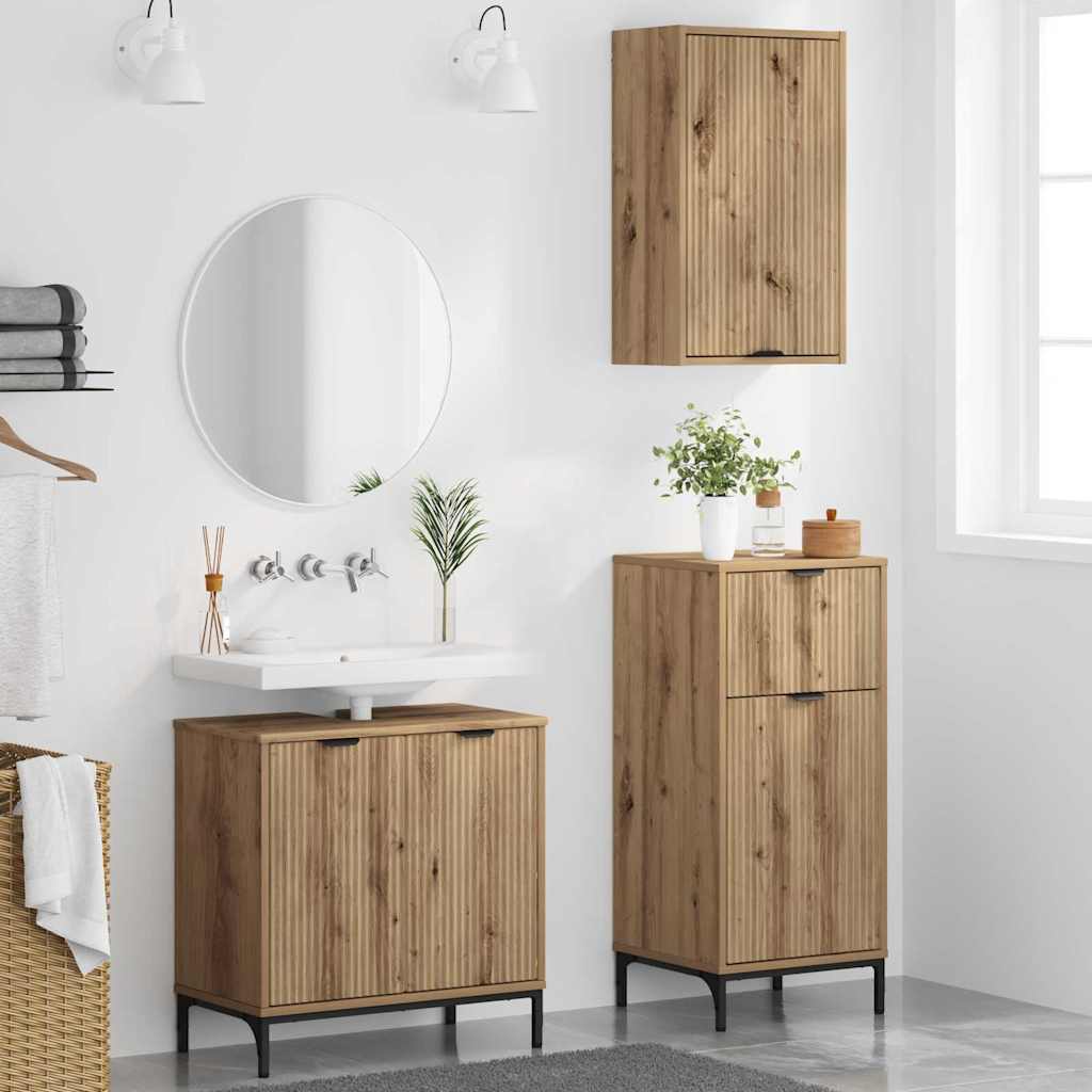Badezimmermöbel-Set 3 Stk. Artisan-Eiche 39,5 x 36 x 88 cm