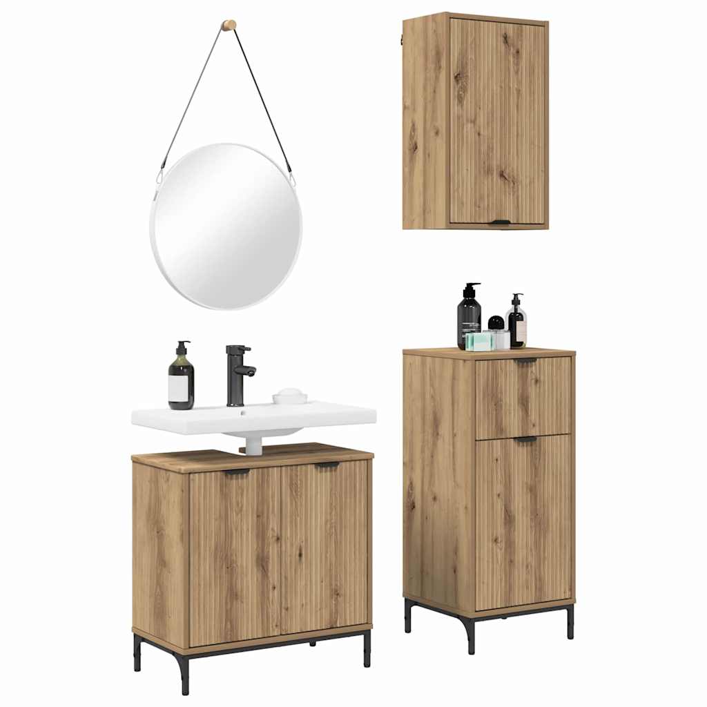 Badezimmermöbel-Set 3 Stk. Artisan-Eiche 39,5 x 36 x 88 cm
