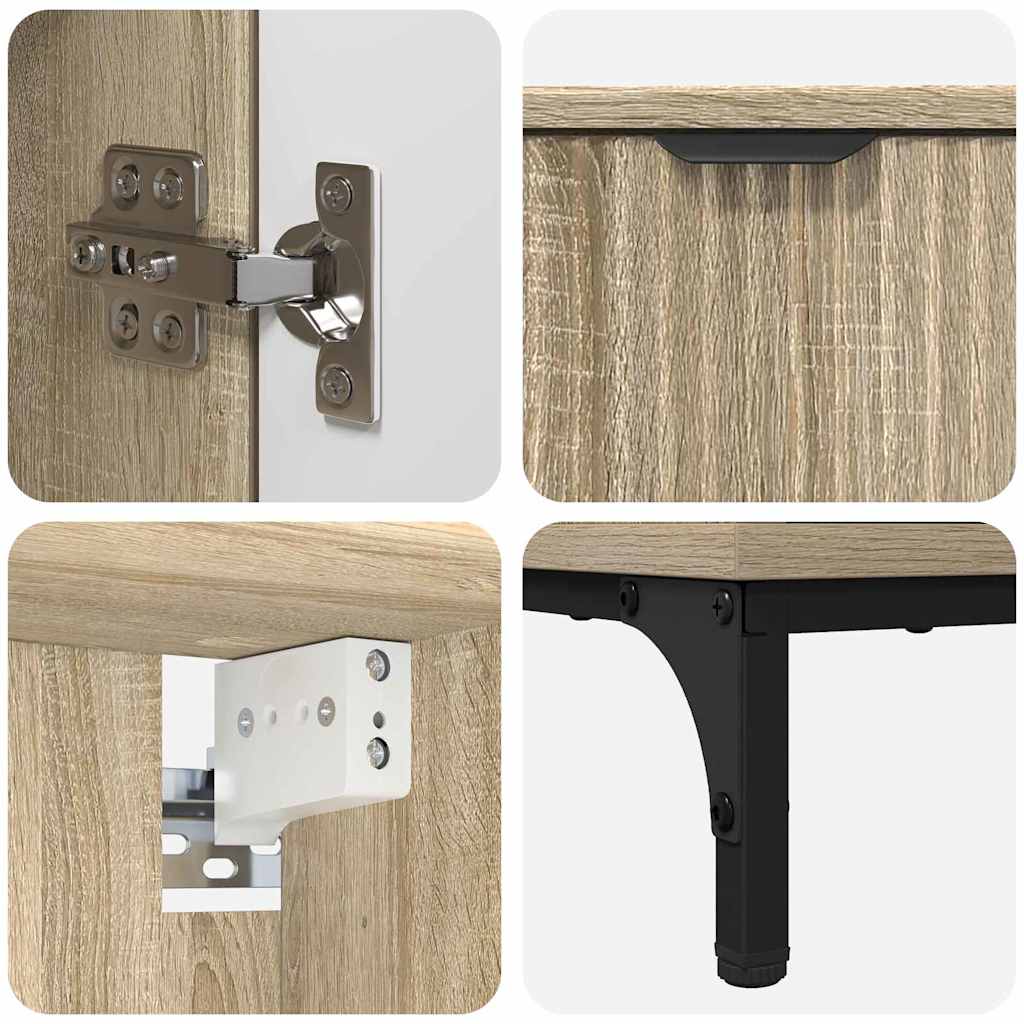 Badezimmermöbel-Set mit Tür Sonoma-Eiche Holzwerkstoff, Metall