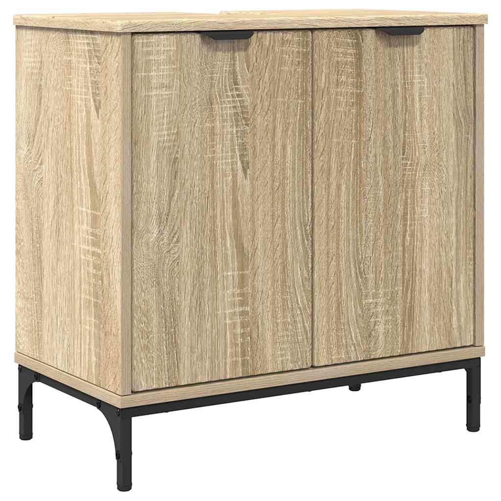Badezimmermöbel-Set mit Tür Sonoma-Eiche Holzwerkstoff, Metall