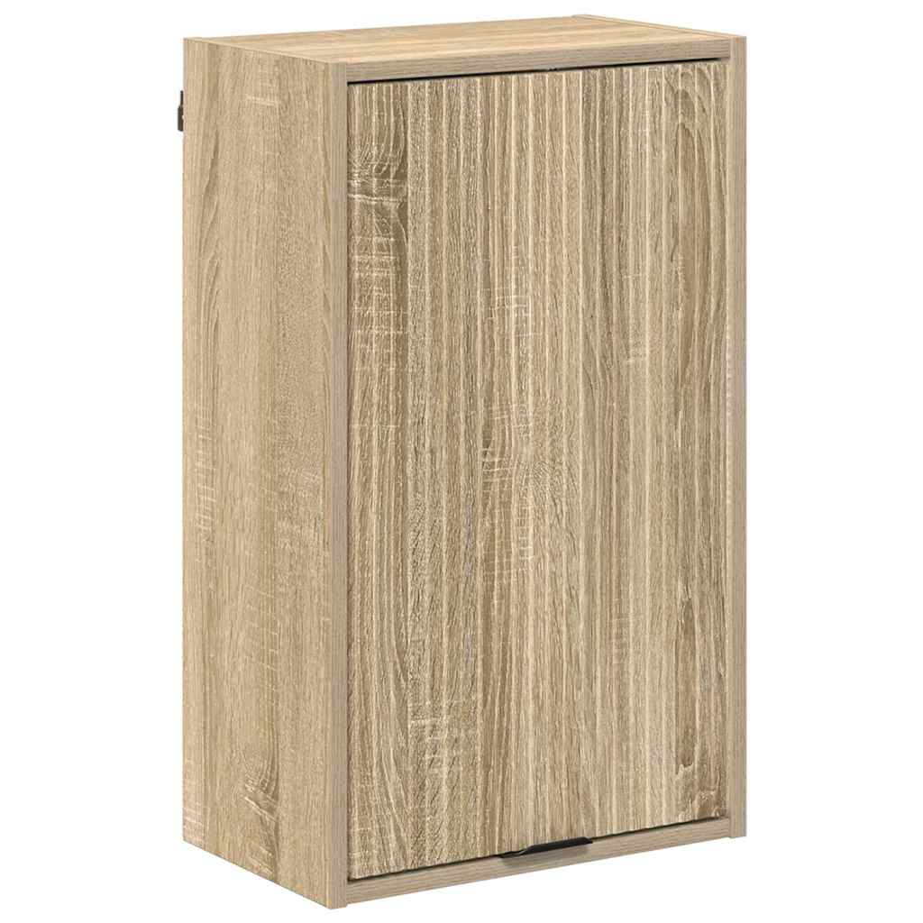 Badezimmermöbel-Set mit Tür Sonoma-Eiche Holzwerkstoff, Metall