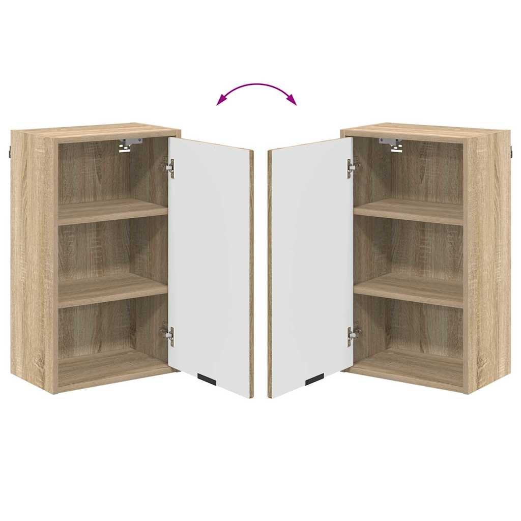 Badezimmermöbel-Set mit Tür Sonoma-Eiche Holzwerkstoff, Metall