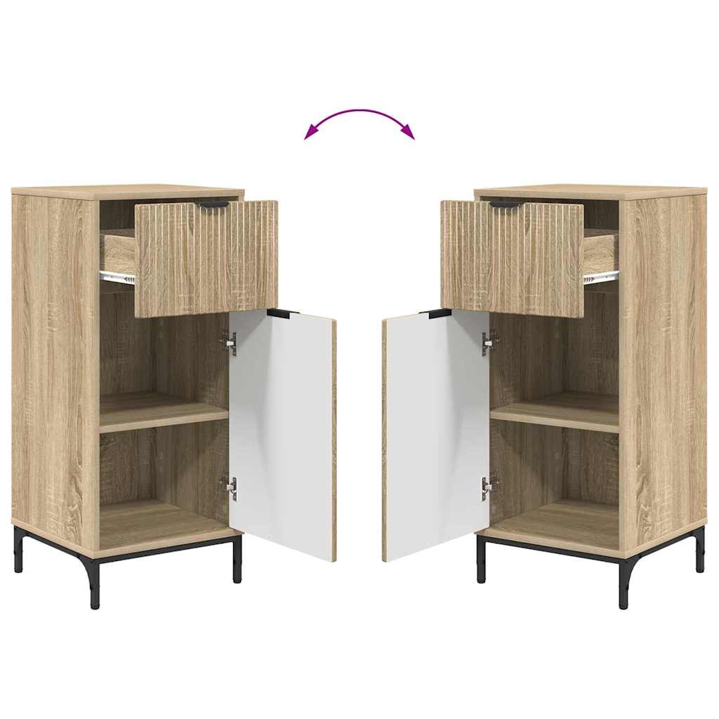Badezimmermöbel-Set mit Tür Sonoma-Eiche Holzwerkstoff, Metall