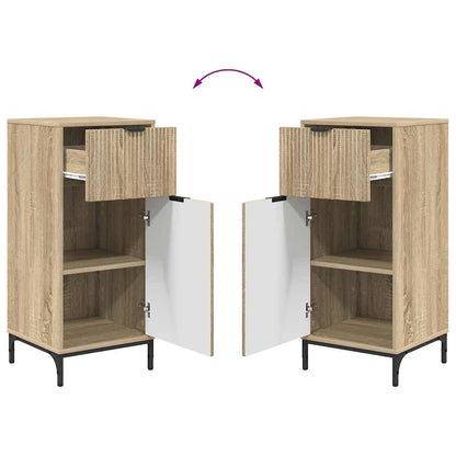 Badezimmermöbel-Set mit Tür Sonoma-Eiche Holzwerkstoff, Metall