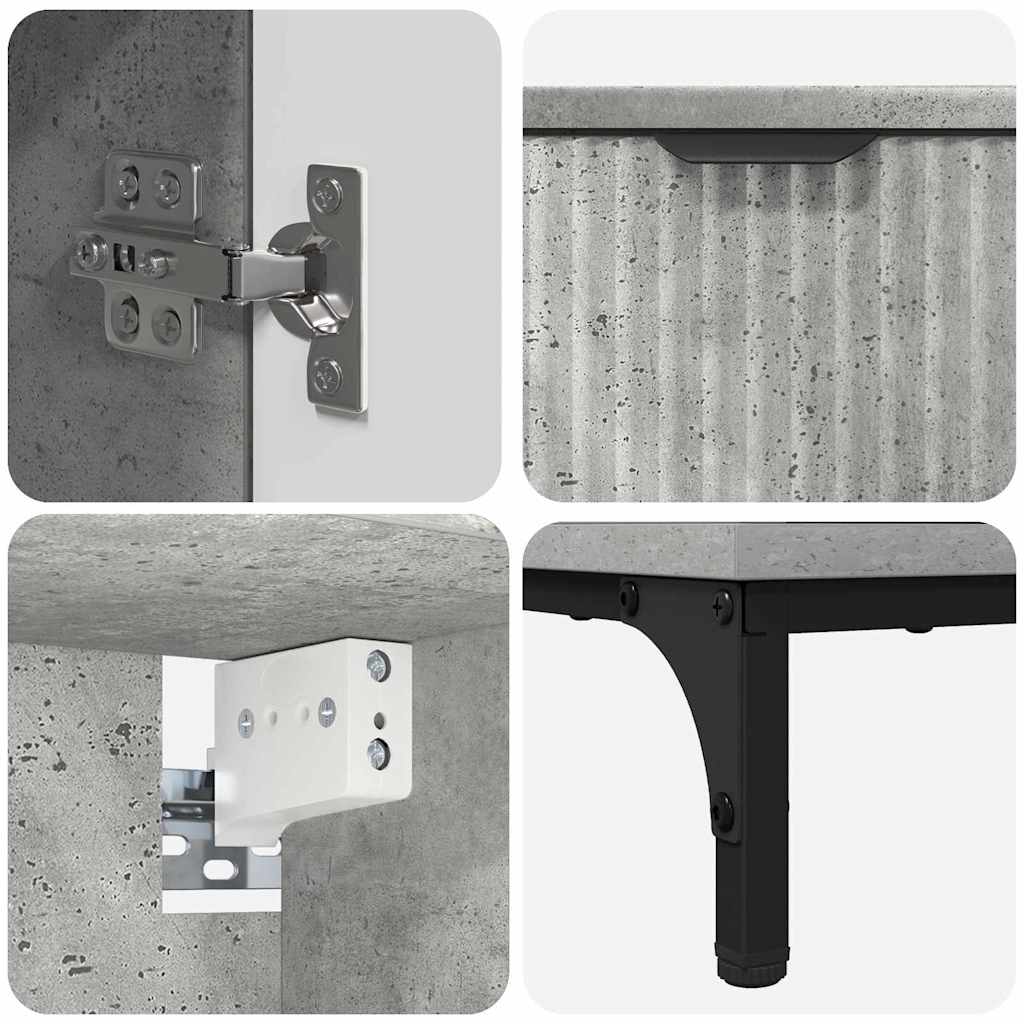 Badezimmermöbel-Set mit Tür Beton Grau Holzwerkstoff, Metall