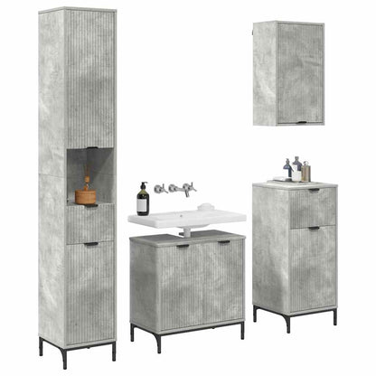 Badezimmermöbel-Set mit Tür Beton Grau Holzwerkstoff, Metall