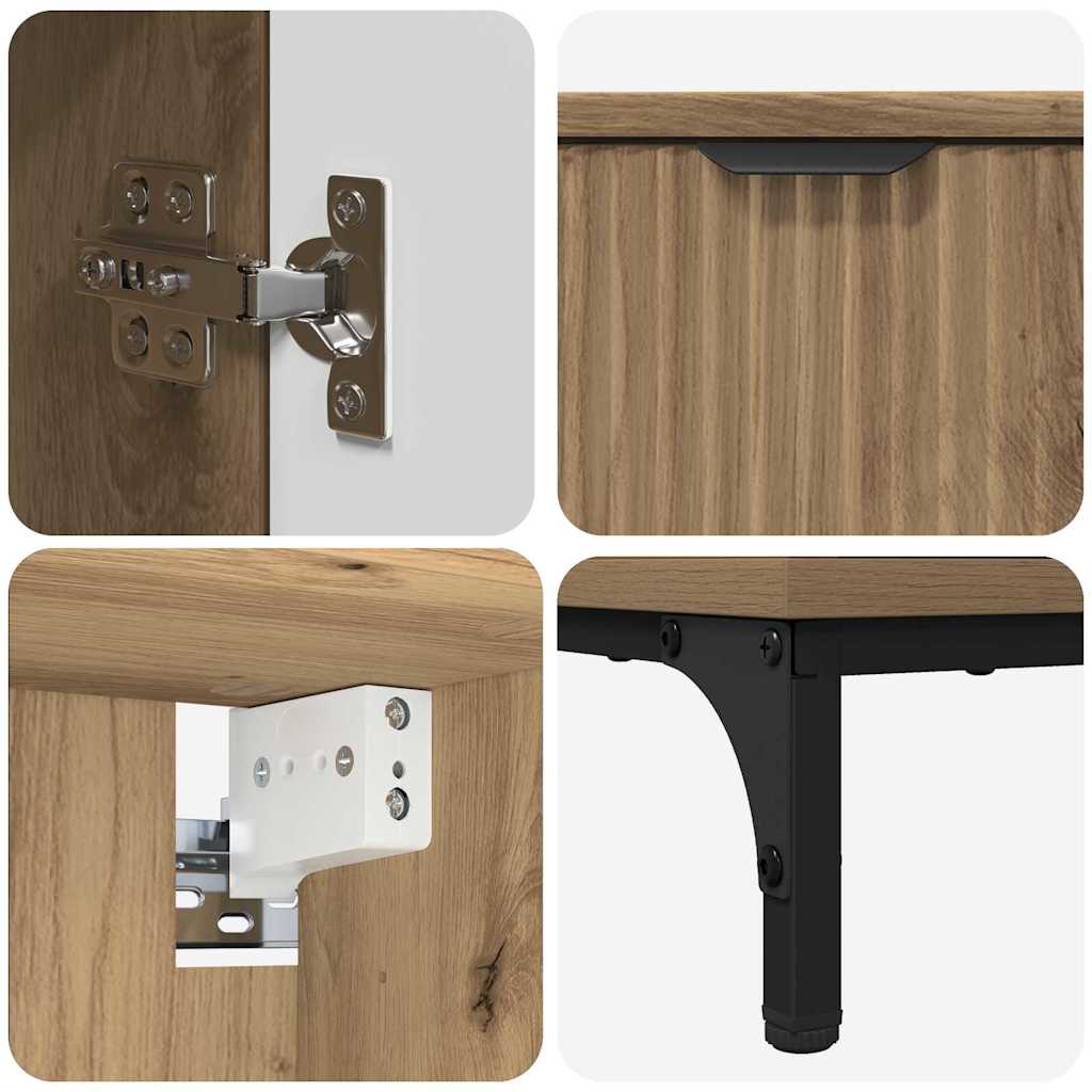 Badezimmermöbel-Set 4 Stk. Artisan-Eiche Holzwerkstoff, Metall