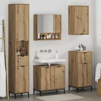Badezimmermöbel-Set 4 Stk. Artisan-Eiche Holzwerkstoff, Metall