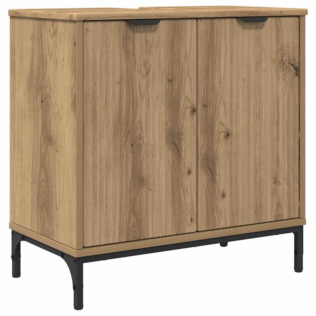 Badezimmermöbel-Set 4 Stk. Artisan-Eiche Holzwerkstoff, Metall