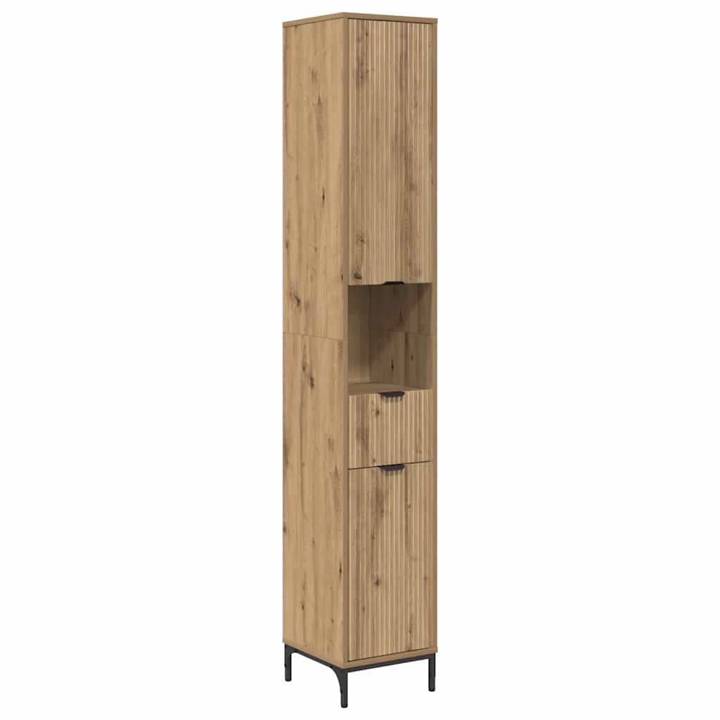 Badezimmermöbel-Set 4 Stk. Artisan-Eiche Holzwerkstoff, Metall