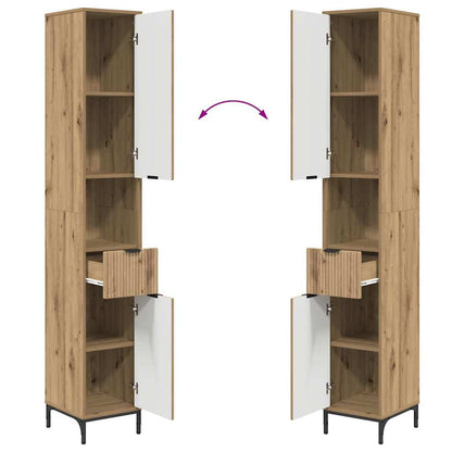 Badezimmermöbel-Set 4 Stk. Artisan-Eiche Holzwerkstoff, Metall