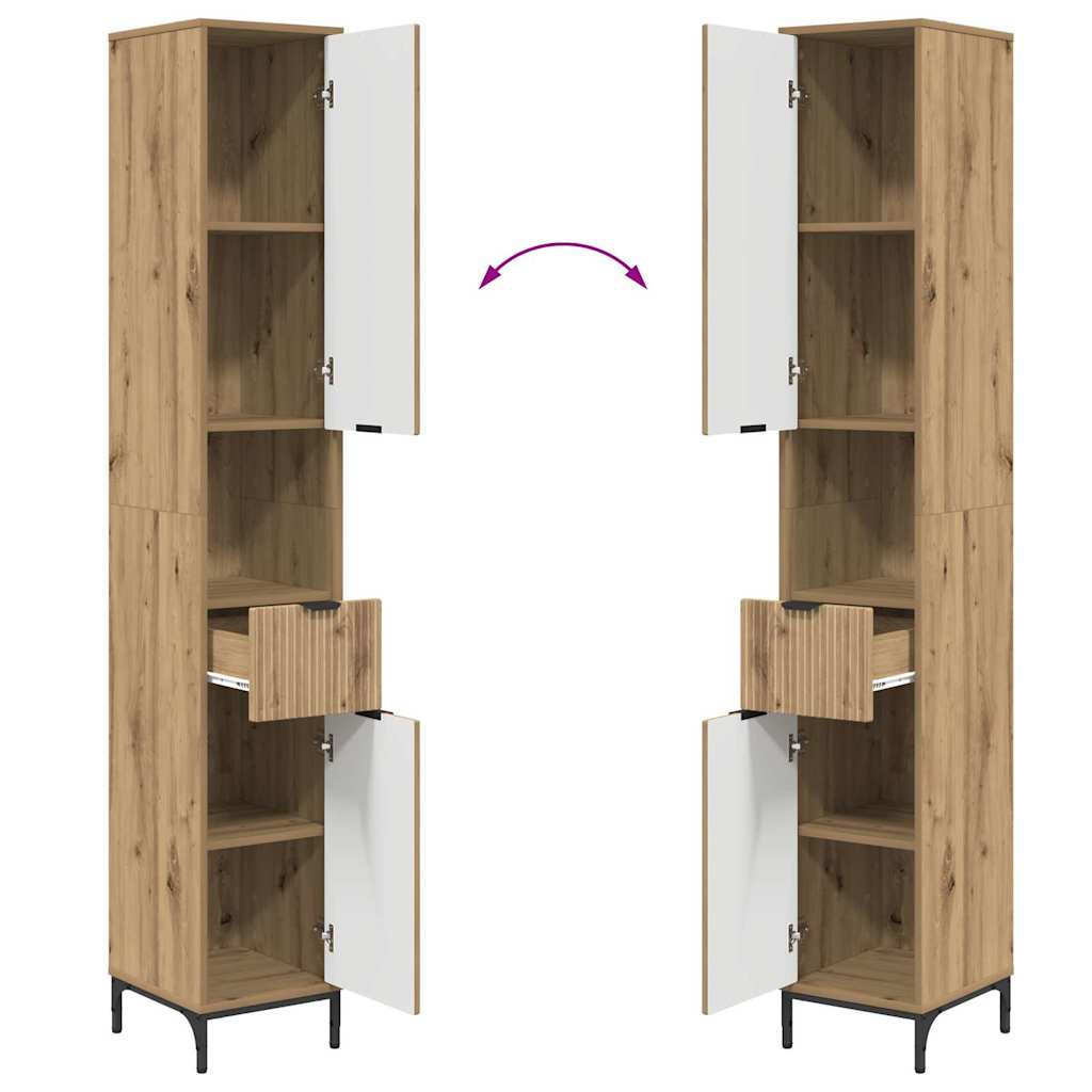Badezimmermöbel-Set 4 Stk. Artisan-Eiche Holzwerkstoff, Metall