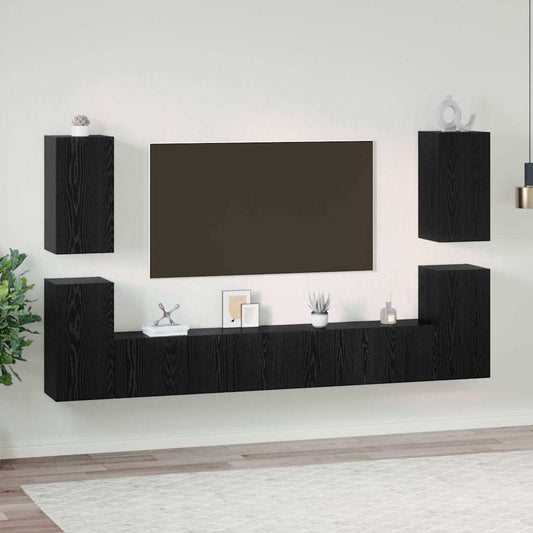 TV-Möbel-Set 7 pcs Schwarz Eichen-Optik 60 x 30 x 30 cm