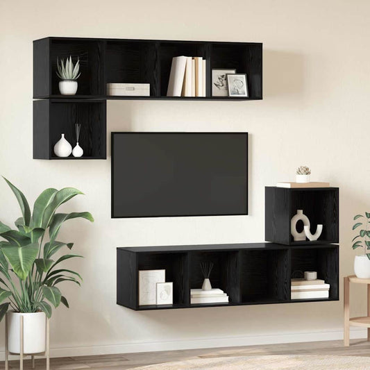 TV-Möbel-Set 4 pcs Schwarz Eichen-Optik 37 x 37 x 142,5 cm