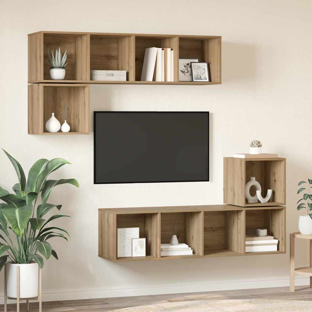 TV-Schrankset 4 stk. Artisan-Eiche Holzwerkstoff
