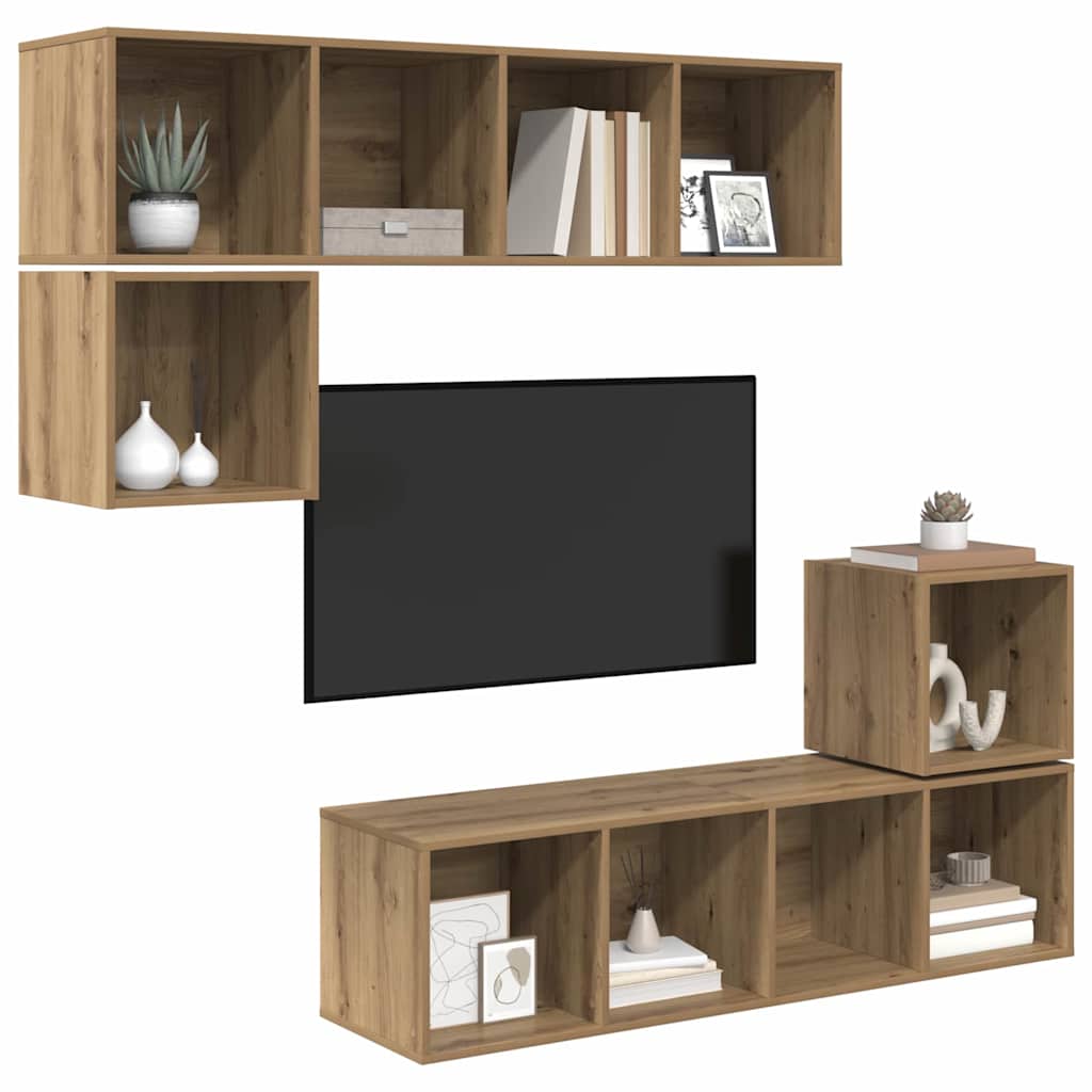 TV-Schrankset 4 stk. Artisan-Eiche Holzwerkstoff