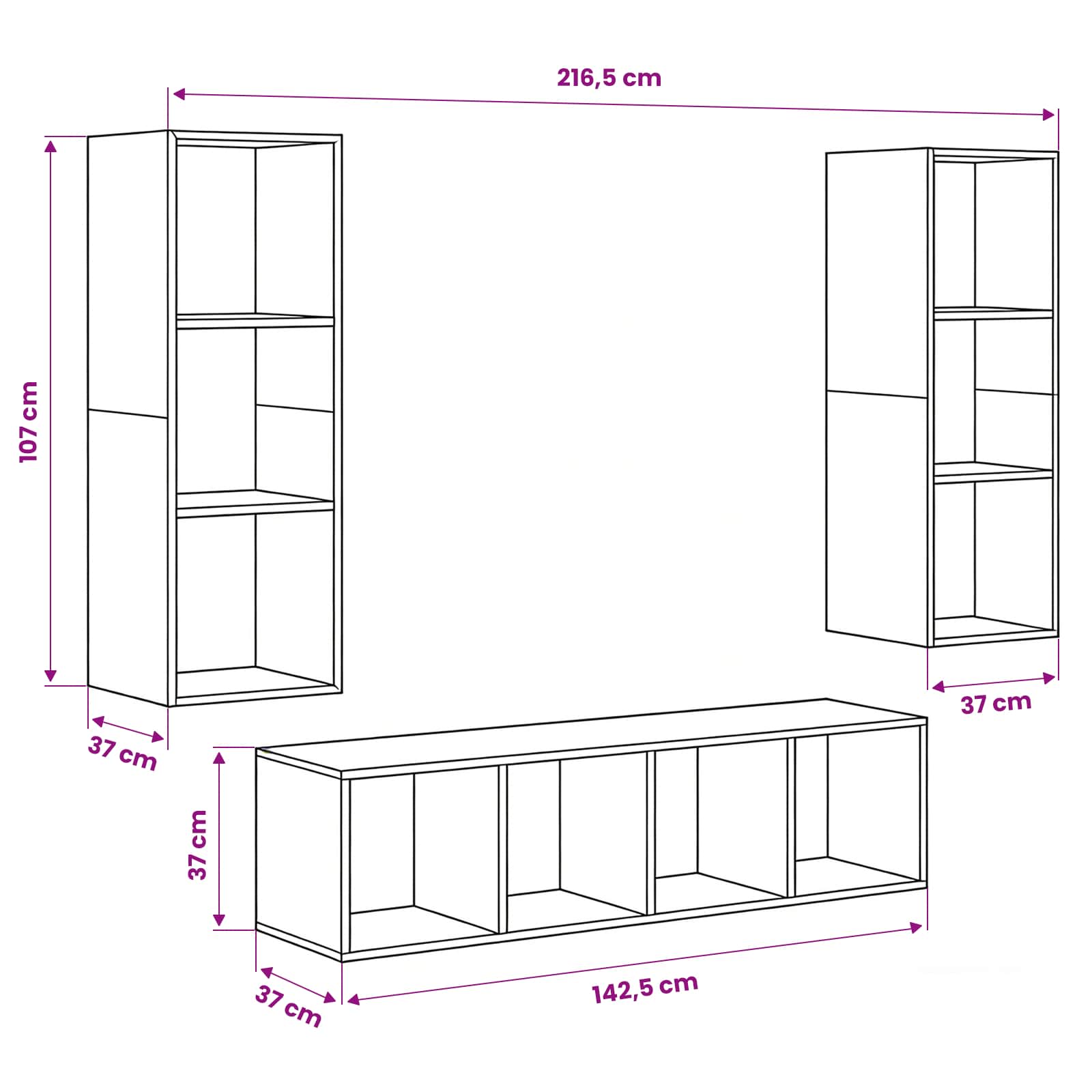 TV-Schrankset Wandmontiert 3 pcs Altholz Holzwerkstoff