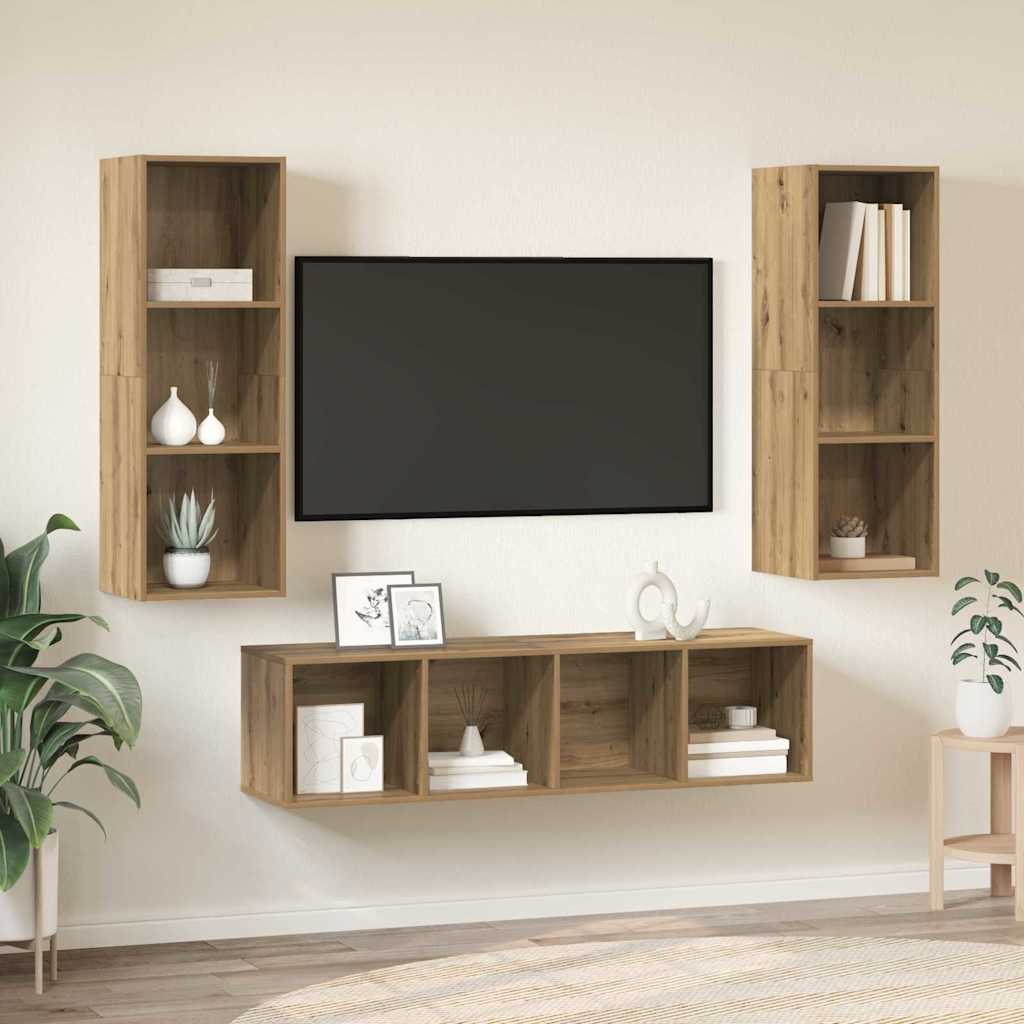 TV-Schrankset 3 stk. Artisan-Eiche Holzwerkstoff