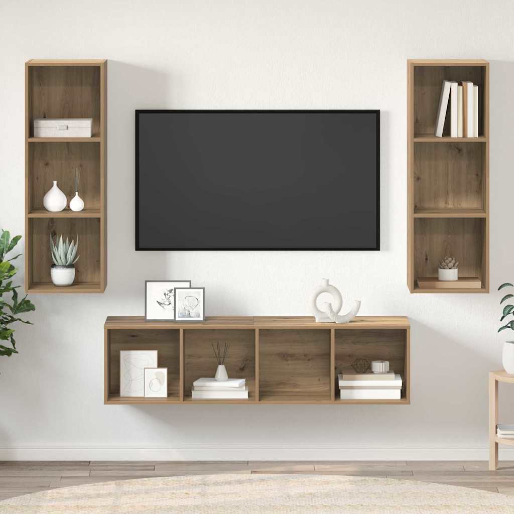TV-Schrankset 3 pcs Artisan-Eiche Holzwerkstoff