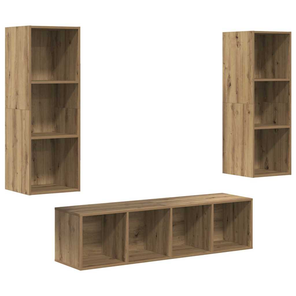 TV-Schrankset 3 pcs Artisan-Eiche Holzwerkstoff