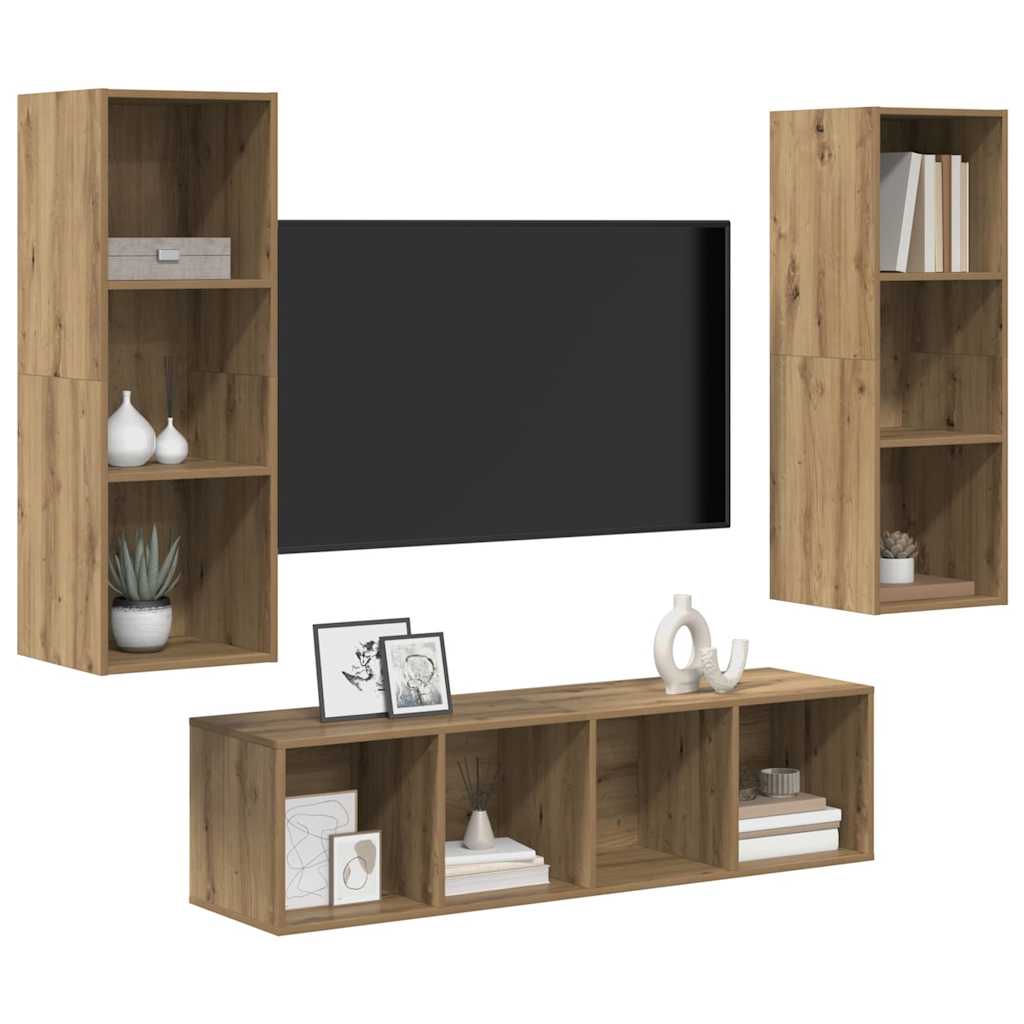 TV-Schrankset 3 stk. Artisan-Eiche Holzwerkstoff