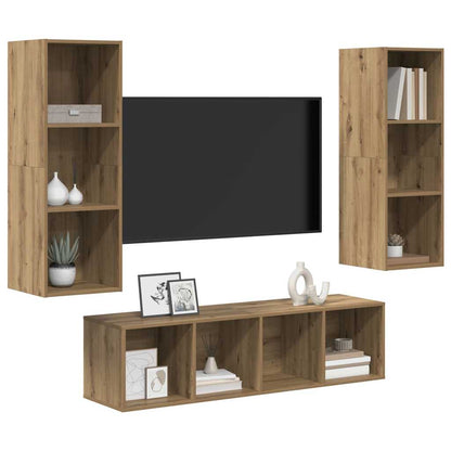 TV-Schrankset 3 stk. Artisan-Eiche Holzwerkstoff