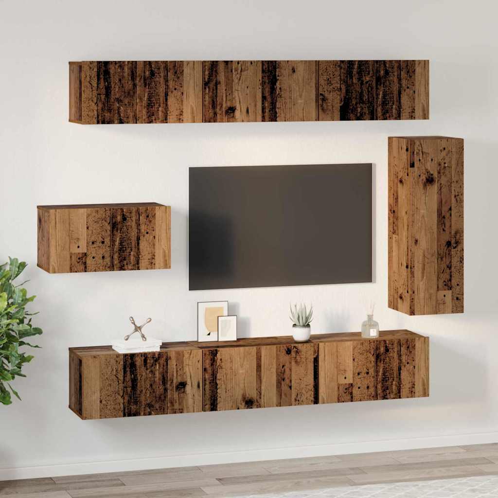 TV-Schrankset Wandmontiert 8 pcs Altholz Holzwerkstoff